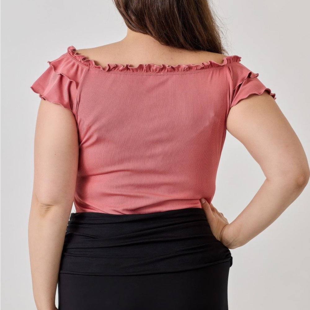 Knit Rib Double Ruffle Top - Picture 6 of 6
